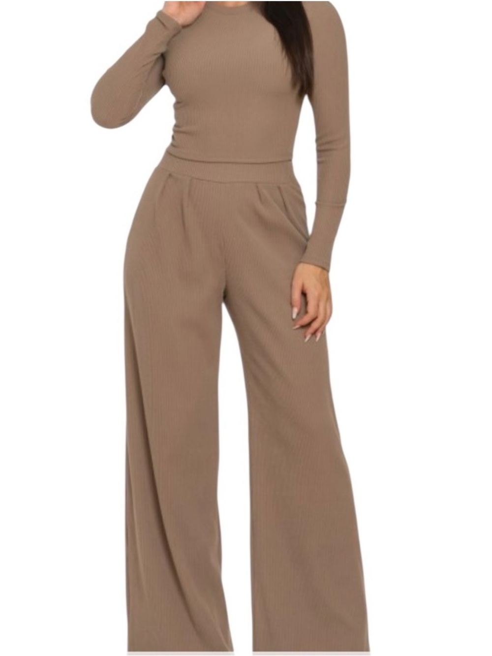 Julia by Love J medium two piece ribbed pant and crop top set